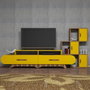 Hanah Home Flora S - Mueble de TV Nogal y Amarillo